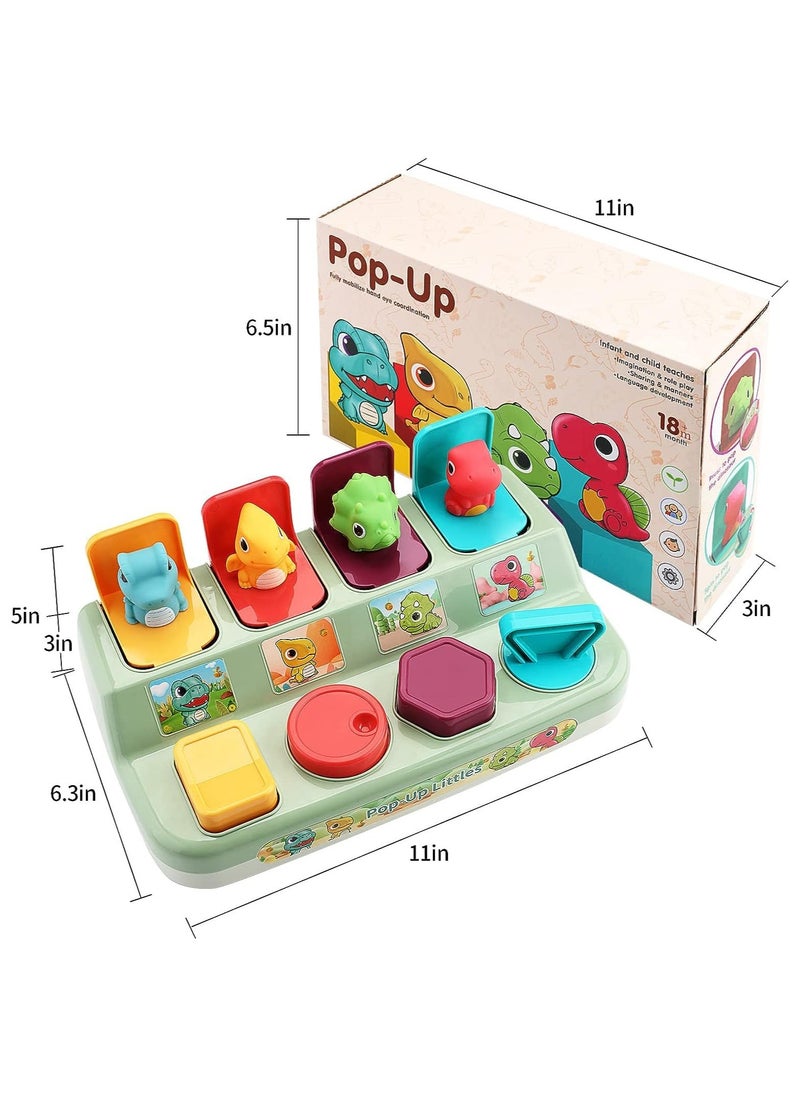 Bebiland - Dinosaur Pop Up Toys for Toddlers, Educational Baby Toys, Early Developmental Cause and Effect Pop Up Animals Toy for Babies - Image 1