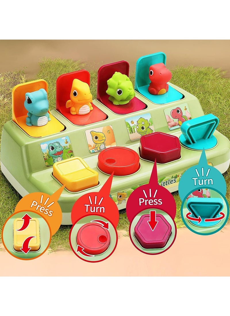Bebiland - Dinosaur Pop Up Toys for Toddlers, Educational Baby Toys, Early Developmental Cause and Effect Pop Up Animals Toy for Babies - Image 1