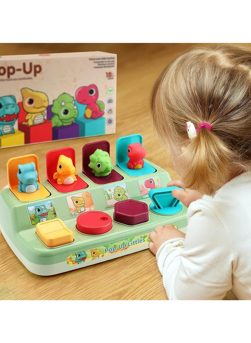 Bebiland - Dinosaur Pop Up Toys for Toddlers, Educational Baby Toys, Early Developmental Cause and Effect Pop Up Animals Toy for Babies - Image 1