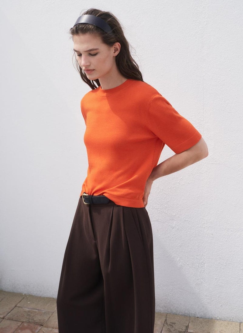 MANGO Short-Sleeved Fine-Knit Sweater - Image 3