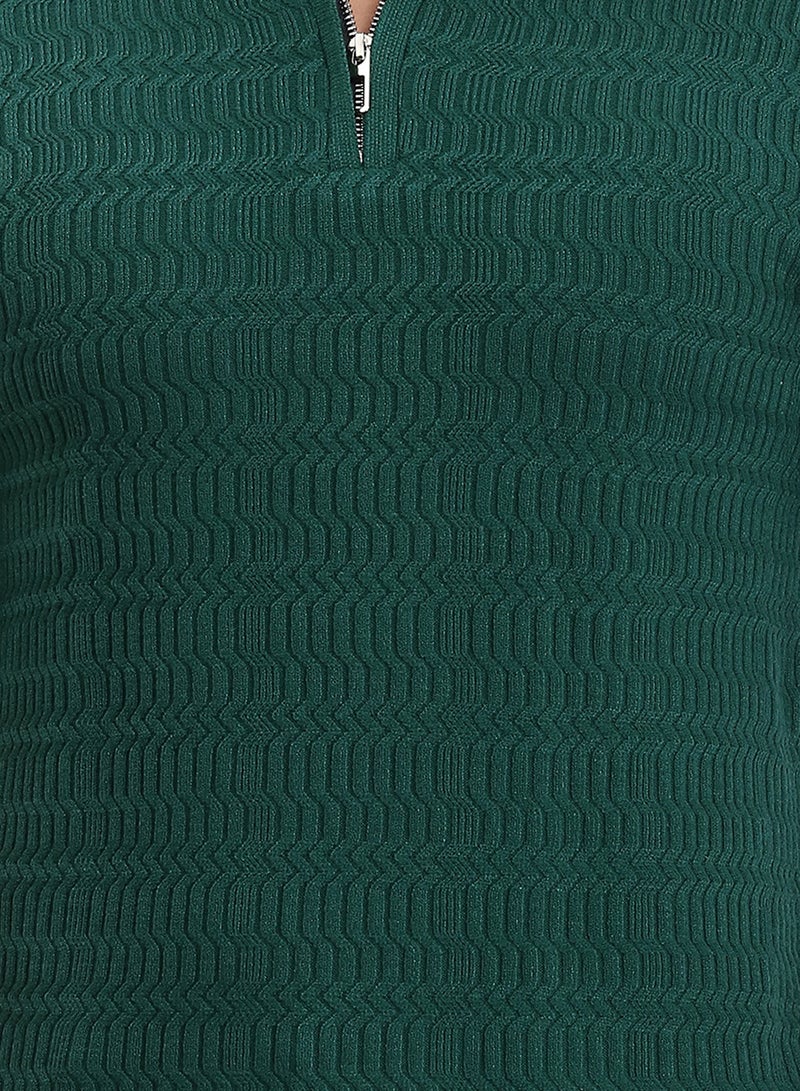 RAVIN Men Zip Wave Texture Polo Shirt-Cotton Blend - Image 3