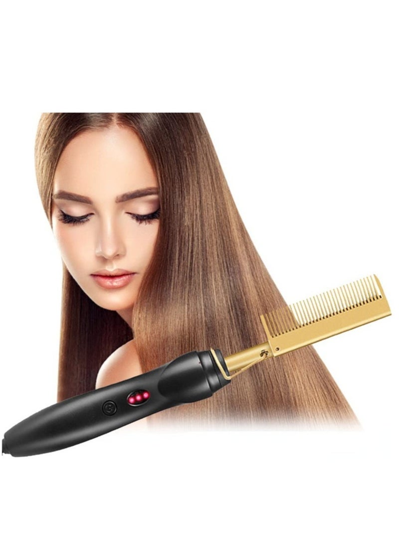 ELTRAZONE Electric Hot Flat Hair Straightening Smoothing Heating Iron Comb Brush - Image 1