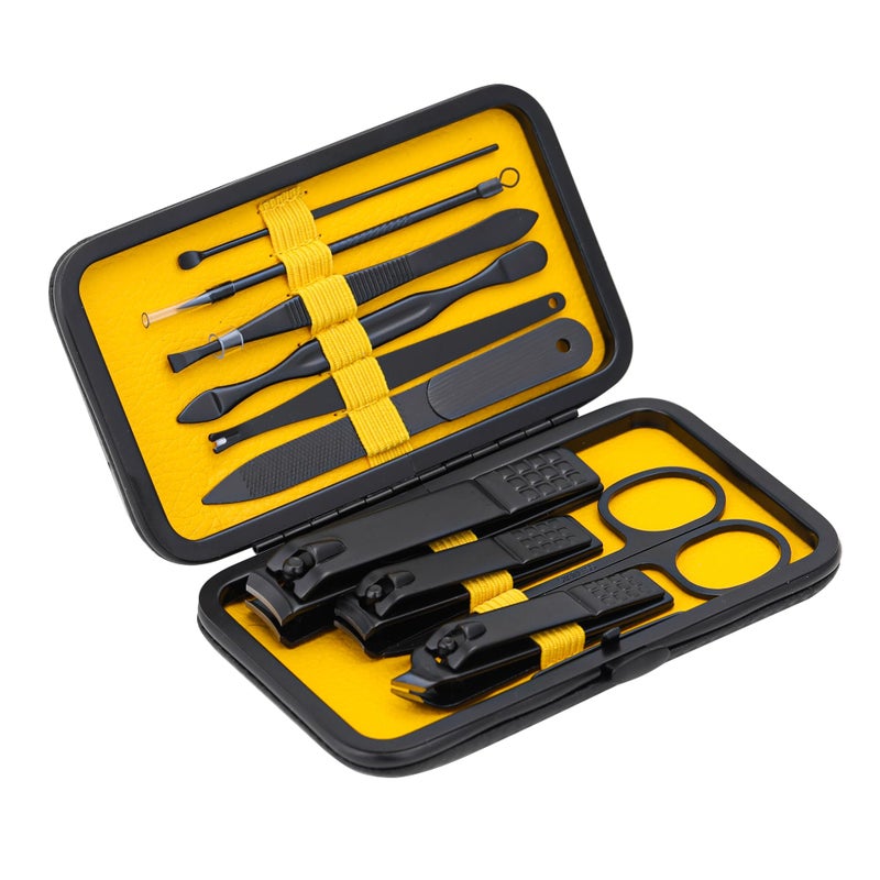 Glamne Manicure Set Nail Clippers Kit Professional Stainless Steel Nail Care Tools with Leather Travel Case 10 in 1 Yellow - Image 2