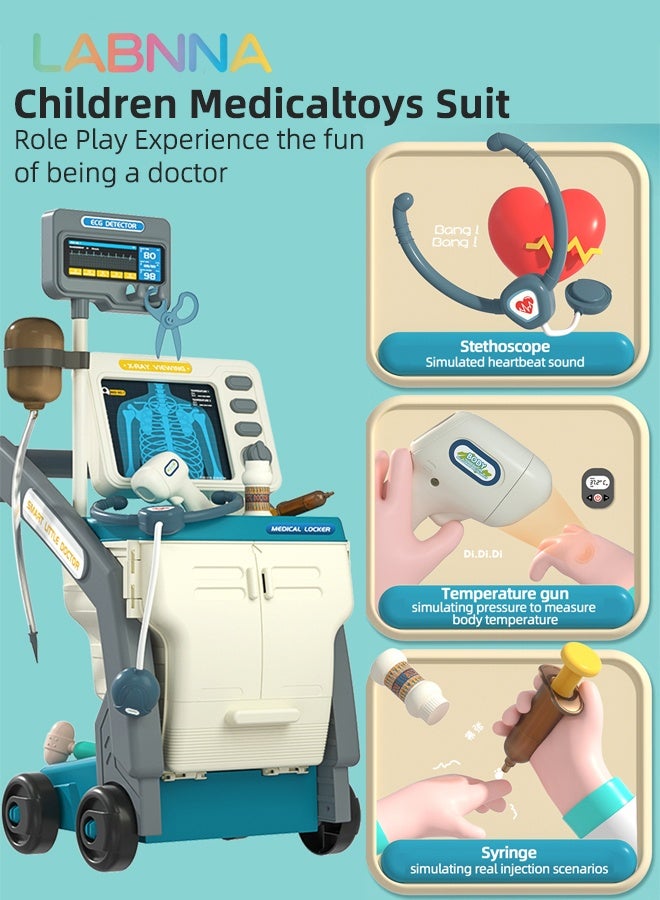 LABNNA 16PCS Medical Playset with Medical Cart, Medical-themed Pretend Toys, Simulation Play Doctor Toys Set with Various Accessaries, Creative Safety Play House Toys, Ideal Gift for Kids Aged 3+, 2 AA Batteries Required(Not Included) - Image 4