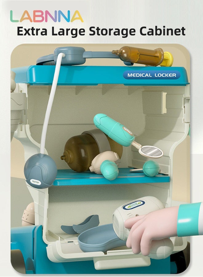 LABNNA 16PCS Medical Playset with Medical Cart, Medical-themed Pretend Toys, Simulation Play Doctor Toys Set with Various Accessaries, Creative Safety Play House Toys, Ideal Gift for Kids Aged 3+, 2 AA Batteries Required(Not Included) - Image 5