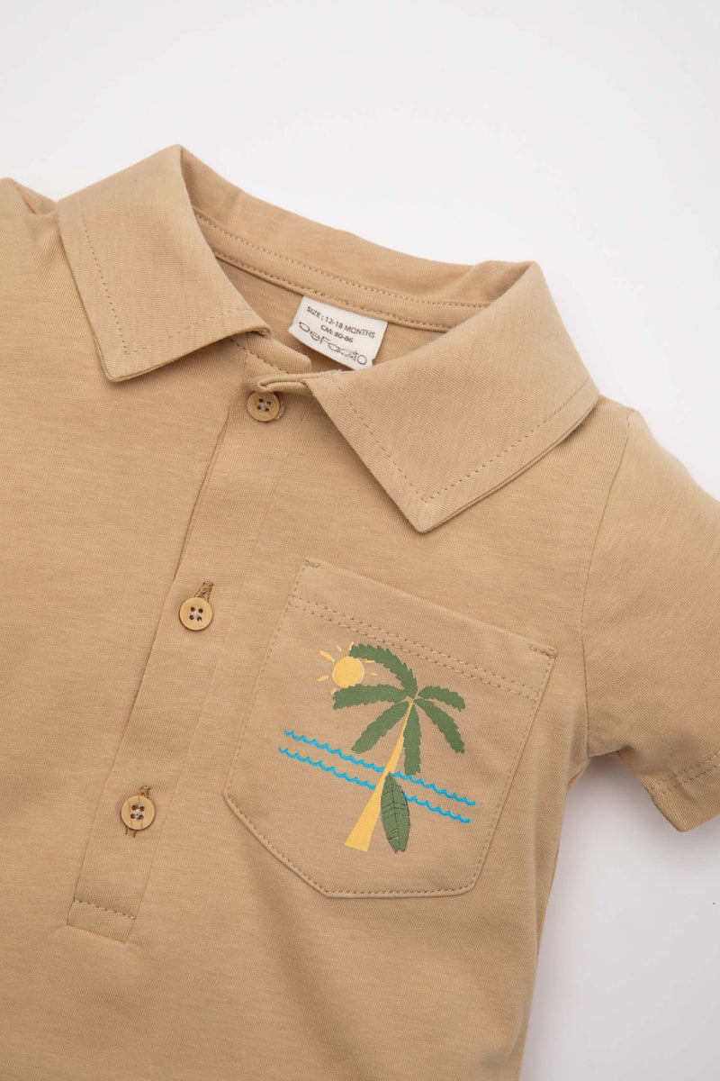 DeFacto Baby Boy Palm Tree Patterned Short Sleeve Jumpsuit  - Image 4