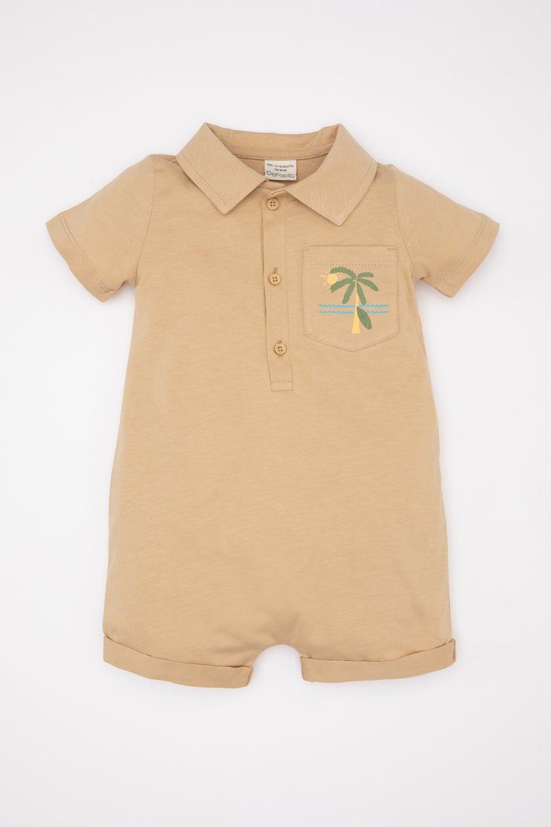 DeFacto Baby Boy Palm Tree Patterned Short Sleeve Jumpsuit  - Image 1