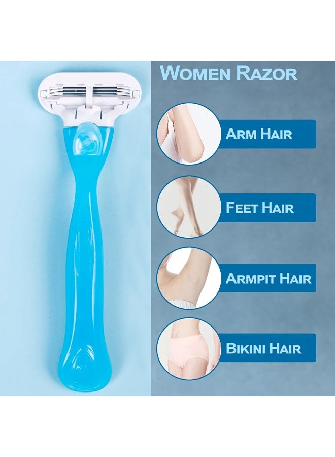 يوكانبي شفرة حلاقة يدوية للنساء بثلاث شفرات من الفولاذ المقاوم للصدأ – مقبض واحد + ٨ رؤوس قابلة للاستبدال / ٨ رؤوس فقط - Image 5