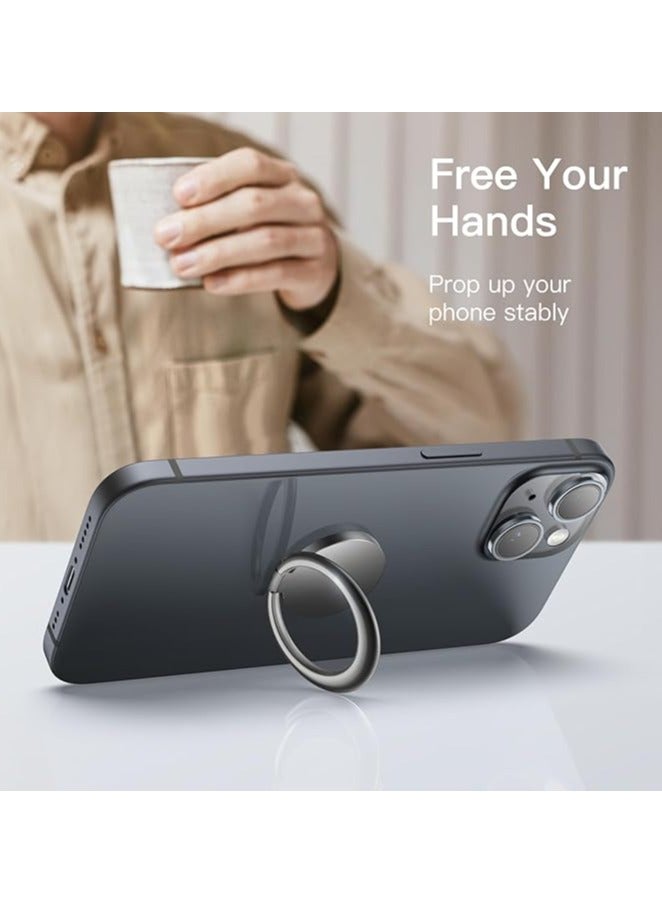 Phone Ring Holder, 360 Degree Rotation Metal Finger Grip Adjustable Cellphone Stand for Magnetic Car Mount, Compatible with iPhone, Galaxy, Pixel and More Smartphone (Black)  - Image 4