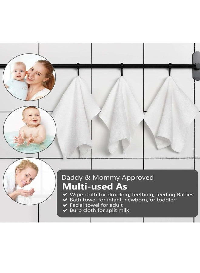 Baby Washcloths, Made from 100% Viscose from Bamboo - Ultra Soft Absorbent Newborn Bath Face and Body Towels - Reusable Baby Wipes for Delicate Skin, Make-Up Remover 10" x 10" - 6 Pack, White - Image 5
