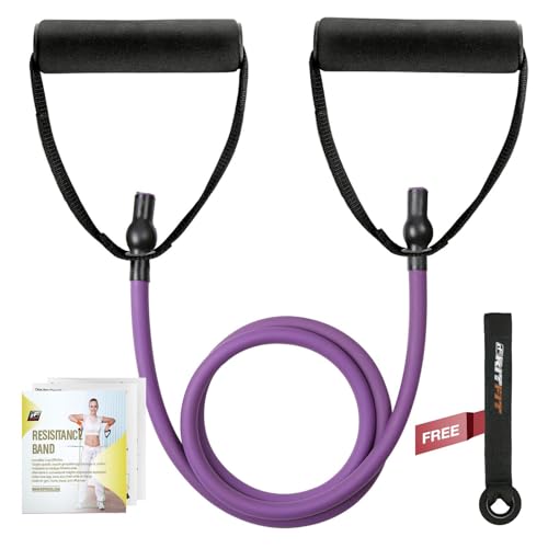 RitFit Single Resistance Exercise Band with Comfortable Handles - Ideal for Physical Therapy, Strength Training, Muscle Toning - Foam Padding Door Anchor and Starter Guide Included (Purple(15-20lbs)) - Image 4