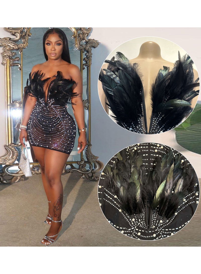 K2737 Feathered Diamond Pearl Sheath Dress With Buttocks - Image 2
