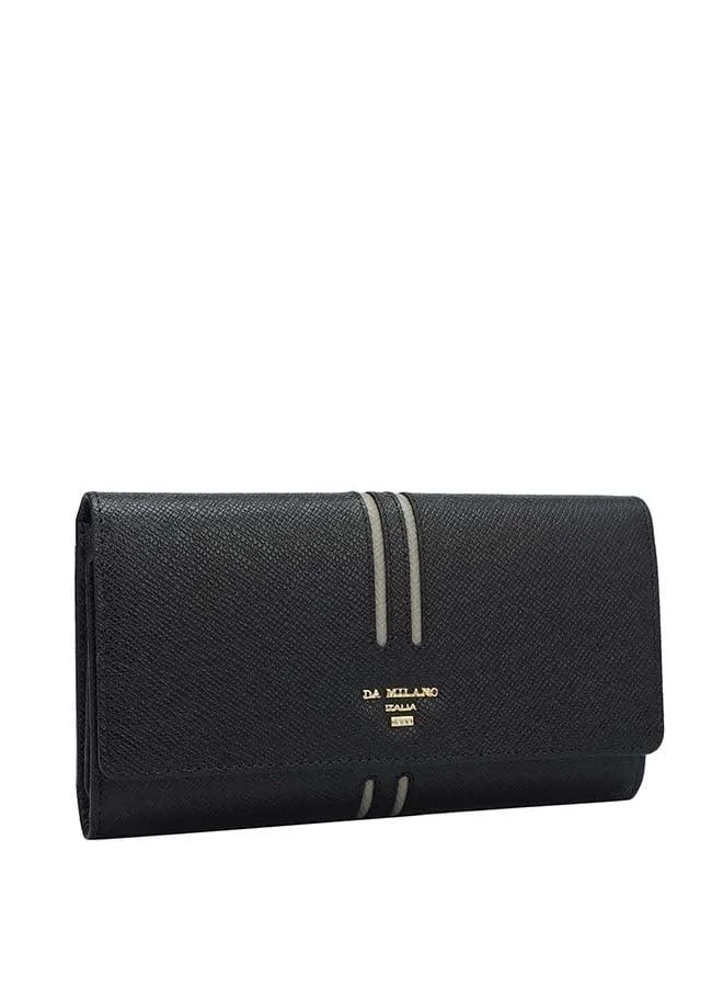 دا ميلانو محفظة نسائية جلد طبيعي أسود