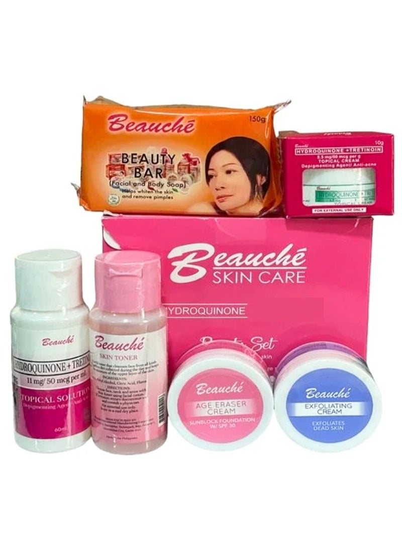 BEAUCHE Complete Skin Care Beauty Set with Beauty Bar Soap, Skin Toner, Age Eraser Cream, Exfoliating Cream and Topical Skin Care Products for Daily Facial Cleansing and Personal Beauty Routine - Image 1