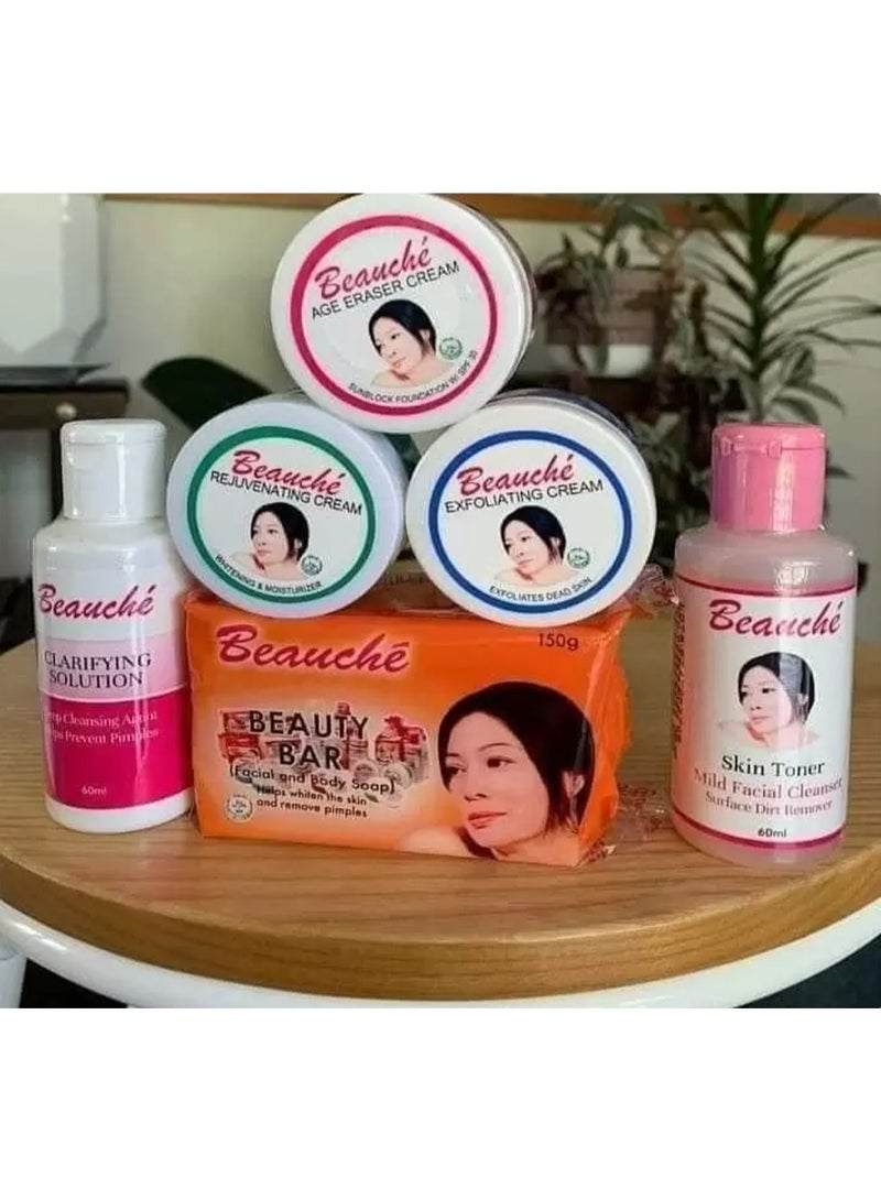 BEAUCHE Complete Skin Care Beauty Set with Beauty Bar Soap, Skin Toner, Age Eraser Cream, Exfoliating Cream and Topical Skin Care Products for Daily Facial Cleansing and Personal Beauty Routine - Image 5