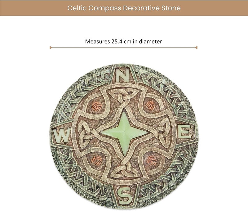 Bits and Pieces - 10â€ (25.5 cm) Glow-in-The-Dark Celtic Compass Decorative Stone - Yard Decoration â€“ Beautiful Lawn/Garden Stone - Image 2