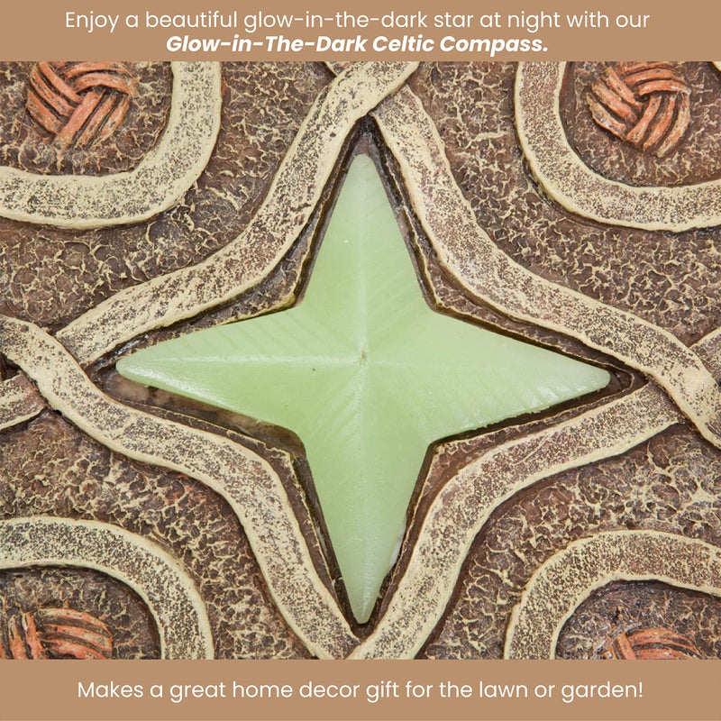 Bits and Pieces - 10â€ (25.5 cm) Glow-in-The-Dark Celtic Compass Decorative Stone - Yard Decoration â€“ Beautiful Lawn/Garden Stone - Image 3