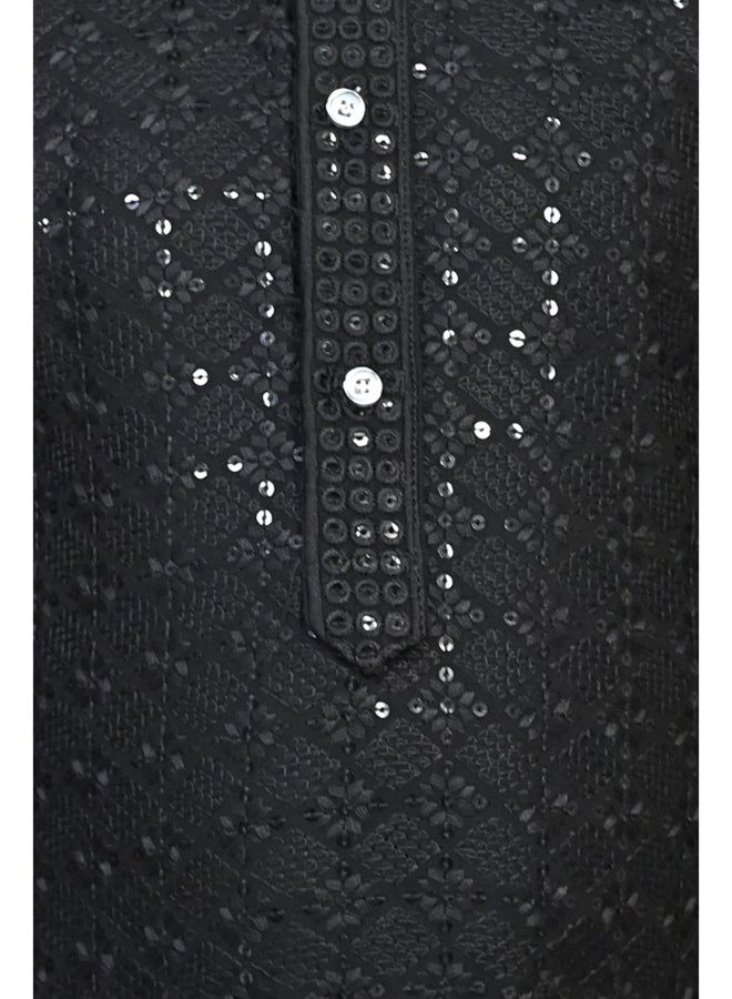 BT DEZINES طقم كورتا بيجاما تشيكانكاري أسود للأولاد - Image 5