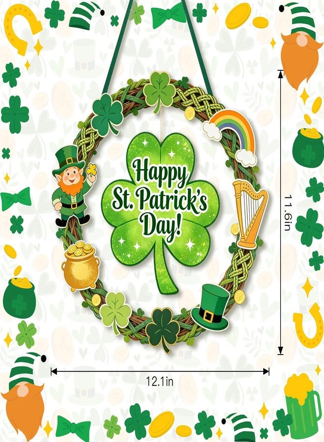 KOYILTD Wooden St. Patrick's Day Decoration Shamrock Door Wreath Welcome Sign for Front Door Spring Clover Hanging Wall Signs Irish Festive Home Decor Outdoor Indoor Party Supply (Unique) - Image 3