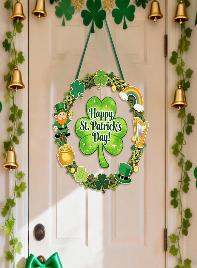 KOYILTD Wooden St. Patrick's Day Decoration Shamrock Door Wreath Welcome Sign for Front Door Spring Clover Hanging Wall Signs Irish Festive Home Decor Outdoor Indoor Party Supply (Unique) - Image 5