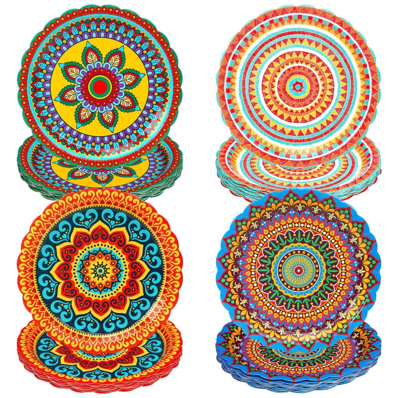 FoldTier 60 Pcs Fiesta Mexican Paper Plates 9 Inch Cinco De Mayo Party Dessert Disposable Taco Party Plates for Decorations Birthday Supplies Cake Favors Baby Shower Safari (Fiesta) - Image 1
