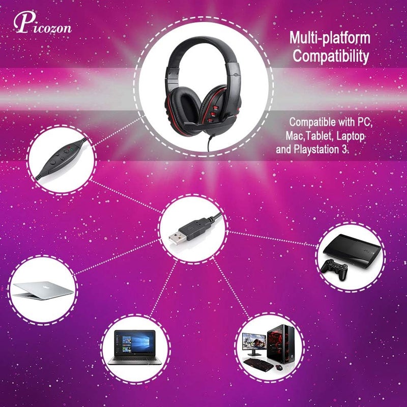Picozon USB Gaming Headset Headphone with Microphone for PS4, PS5, Multi-Device Gaming - Image 5