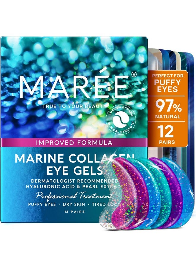 MAREE Eye Gels - Under Eye Patches for Puffy Eyes and Dark Circles with Natural Marine Collagen & Hyaluronic Acid - Anti-Aging Eye Masks for Face to Soothe Puffiness, Undereye Patches for Wrinkles - Image 1