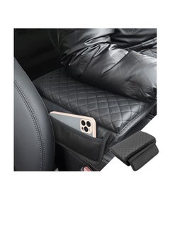 KASTWAVE Car Armrest Cushion, Carbon Fiber Leather Auto Center Console Pad, Memory Foam Armrest Box with Storage Bag, Universal Fit for Most Vehicles, Black, 1 Pcs  - Image 1