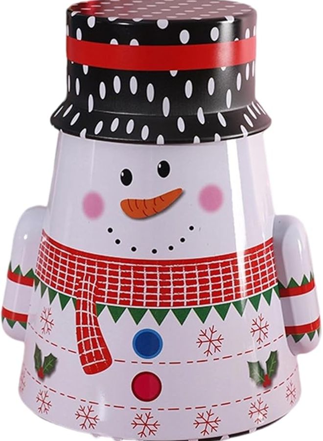 علبة بسكويت معدنية على شكل رجل ثلج بعيد الميلاد مع غطاء لتقديم الحلوى في العطلات وإعطاء الهدايا وتخزين البطاقات - Image 2