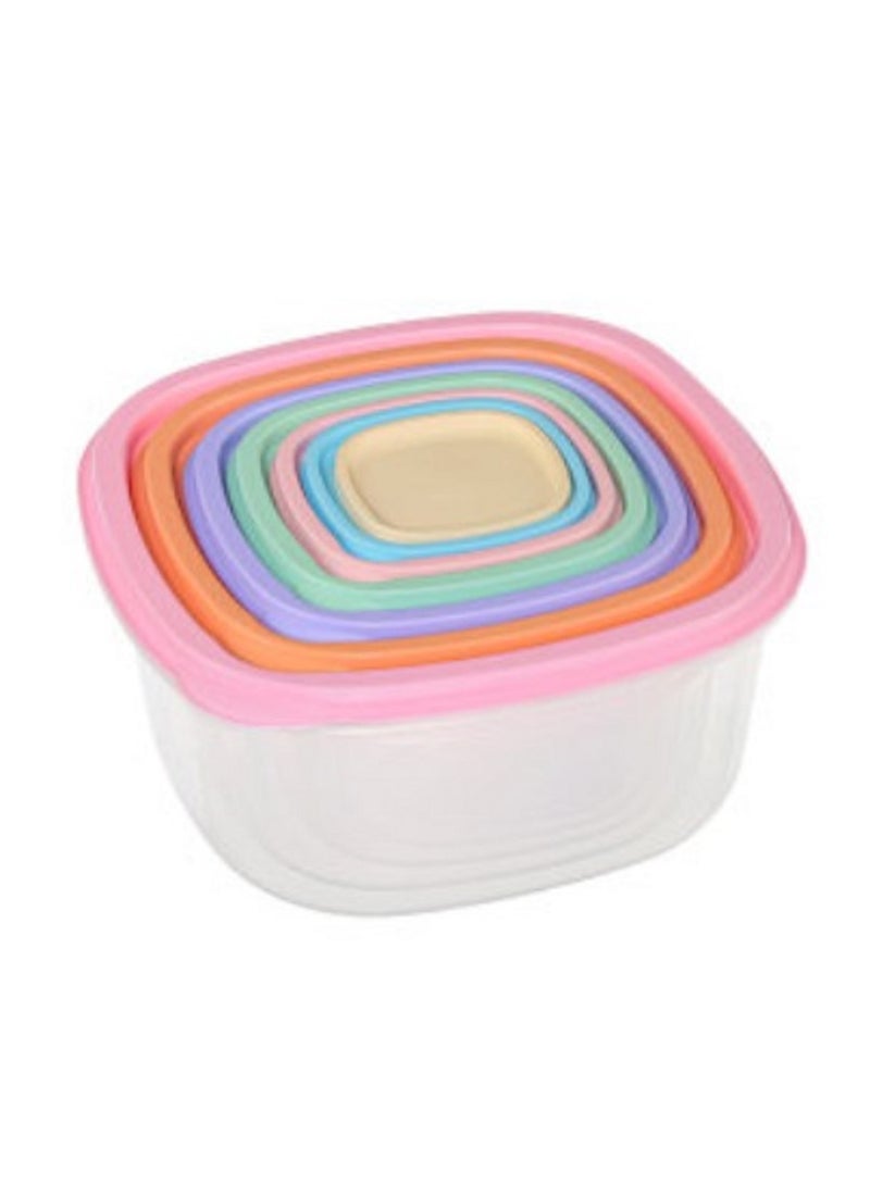 فافيلا طقم علب بلاستيك 7 قطع بأحجام متدرجة مع أغطية محكمة – تصلح للميكروويف والفريزر متعددة الألوان- 1360 - Image 1
