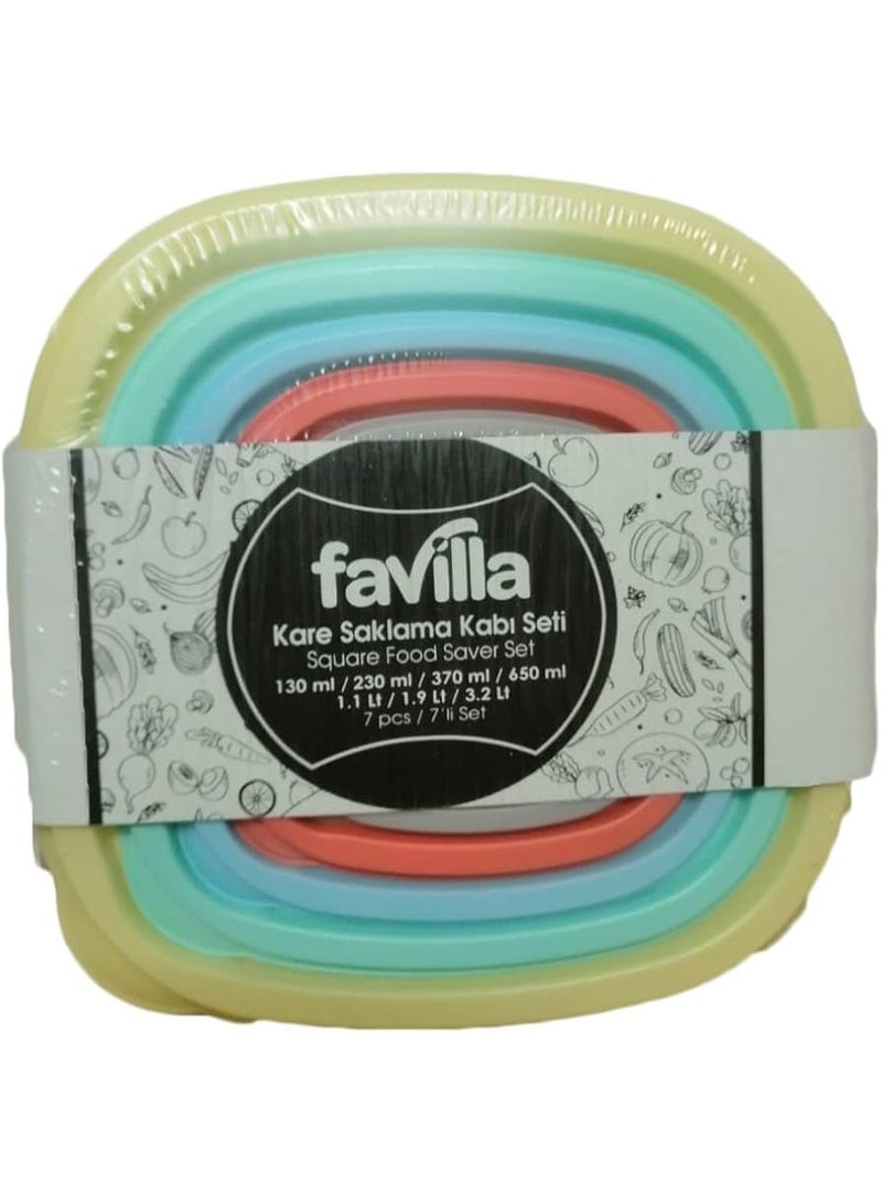 فافيلا طقم علب بلاستيك 7 قطع بأحجام متدرجة مع أغطية محكمة – تصلح للميكروويف والفريزر متعددة الألوان- 1360 - Image 2