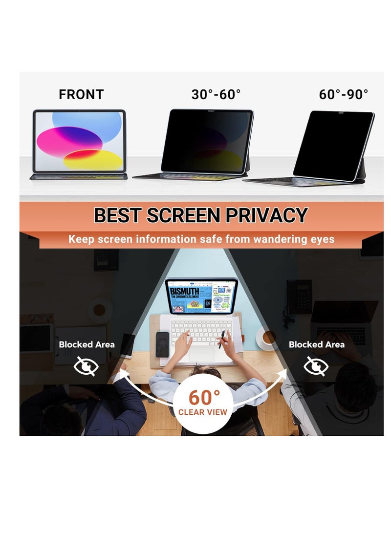 1Pack PET Privacy Screen Protector for iPad 11th 2025(A16)/ iPad 10th Generation 10.9 2022 , Fully Removable Anti Spy Glare Blue Light Filter, High Sensitive/Bubble Free/Detachable - Image 3