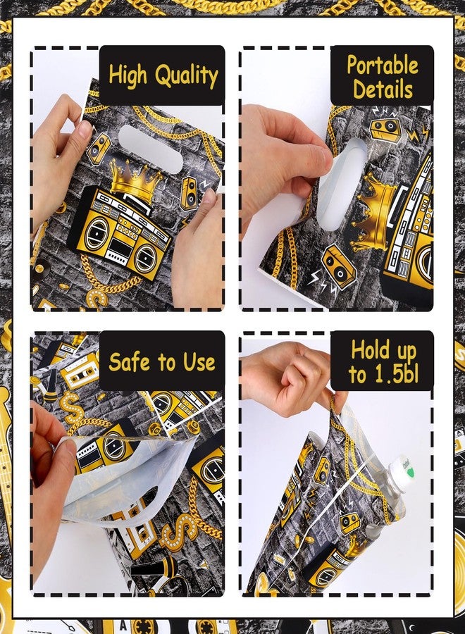 Serencatcher 50Pcs Hip Hop Party Favor Bags, 80s 90s Party Favor Bags, Music Gift Candy Treat Goodie Plastic Bags with Handle for Retro Disco Sock Hop Notorious One Big Birthday Party Decor - Image 5