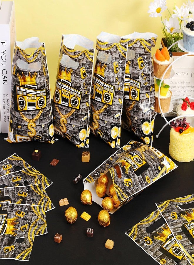 Serencatcher 50Pcs Hip Hop Party Favor Bags, 80s 90s Party Favor Bags, Music Gift Candy Treat Goodie Plastic Bags with Handle for Retro Disco Sock Hop Notorious One Big Birthday Party Decor - Image 3