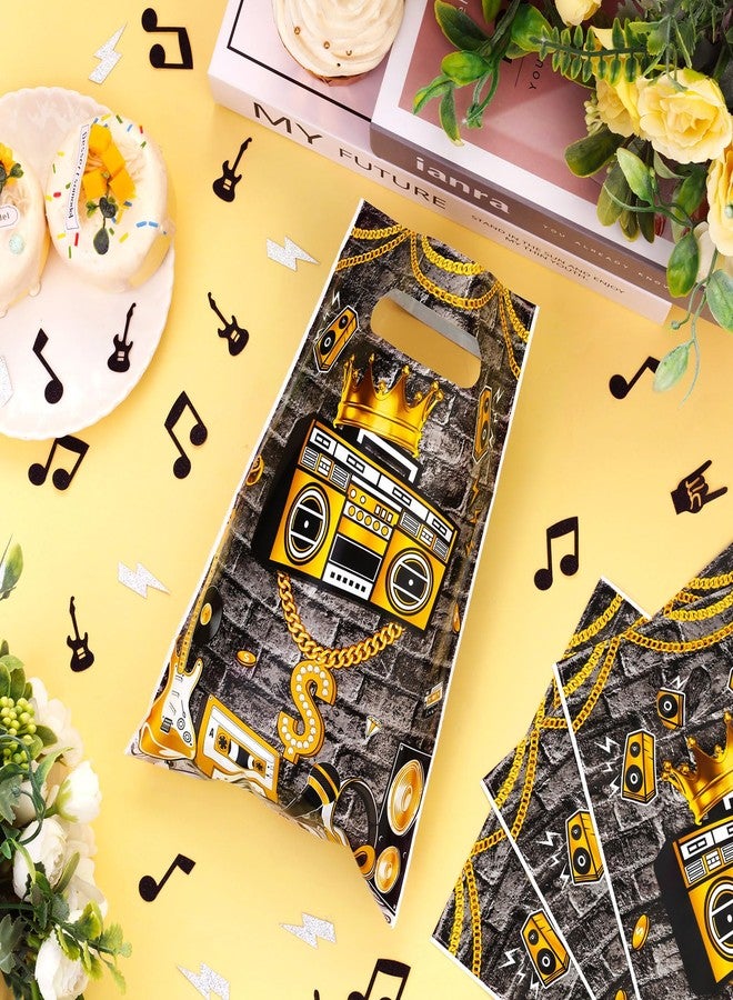 Serencatcher 50Pcs Hip Hop Party Favor Bags, 80s 90s Party Favor Bags, Music Gift Candy Treat Goodie Plastic Bags with Handle for Retro Disco Sock Hop Notorious One Big Birthday Party Decor - Image 2