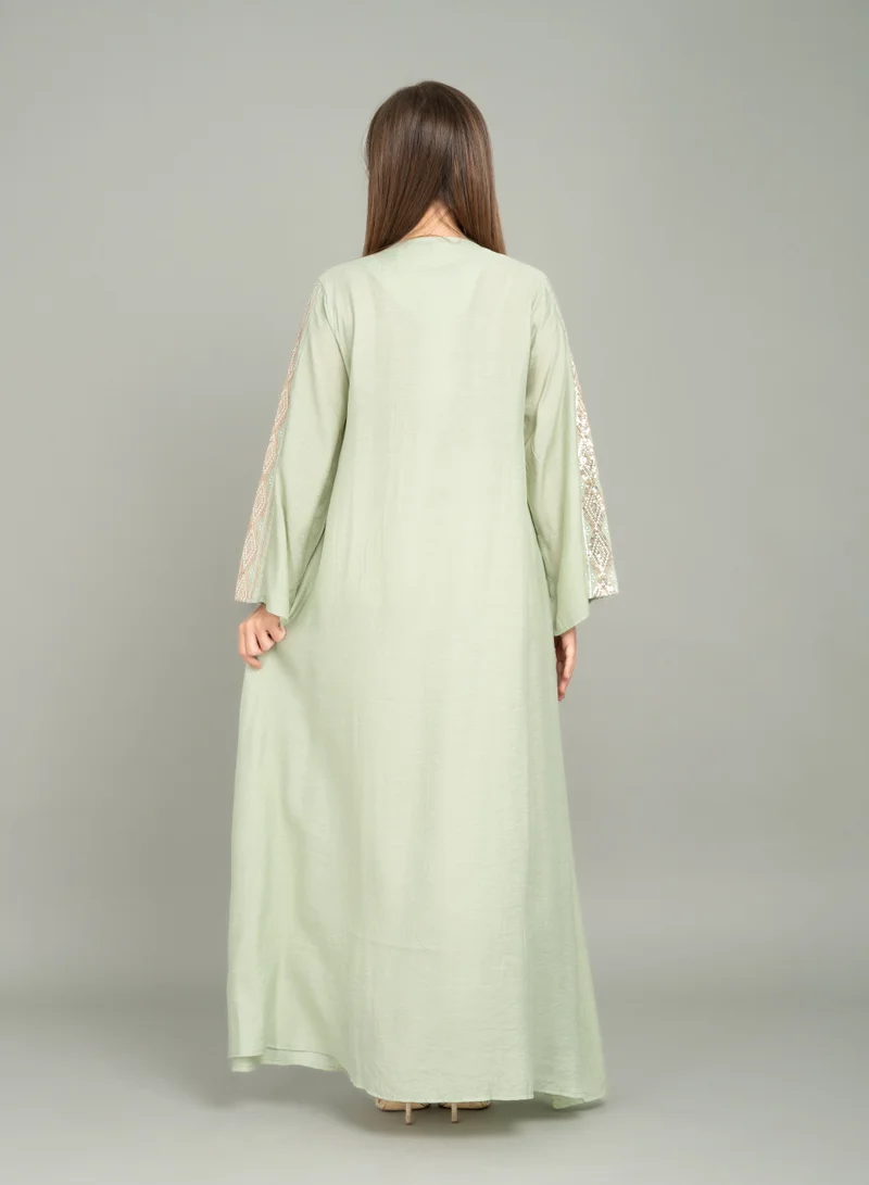 IKKXA Radiant Embroidery Jalabiya CJ1045 Light Green