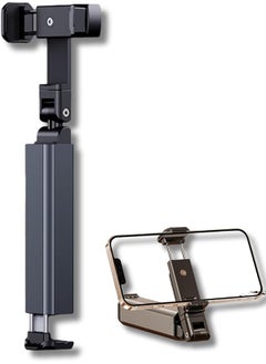 Travel Essentials Phone Holder Handsfree Cell Phone Stand Selfie Stick Airplane Folding Desktop Phone Stand Fully Adjustable Foldable Desk Accessories Compatible With All Phones Gray