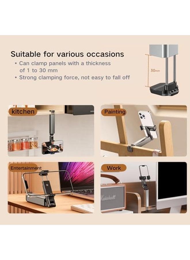 Generic - Travel Essentials Phone Holder Handsfree Cell Phone Stand Selfie Stick Airplane Folding Desktop Phone Stand Fully Adjustable Foldable Desk Accessories Compatible With All Phones Gray - Image 1