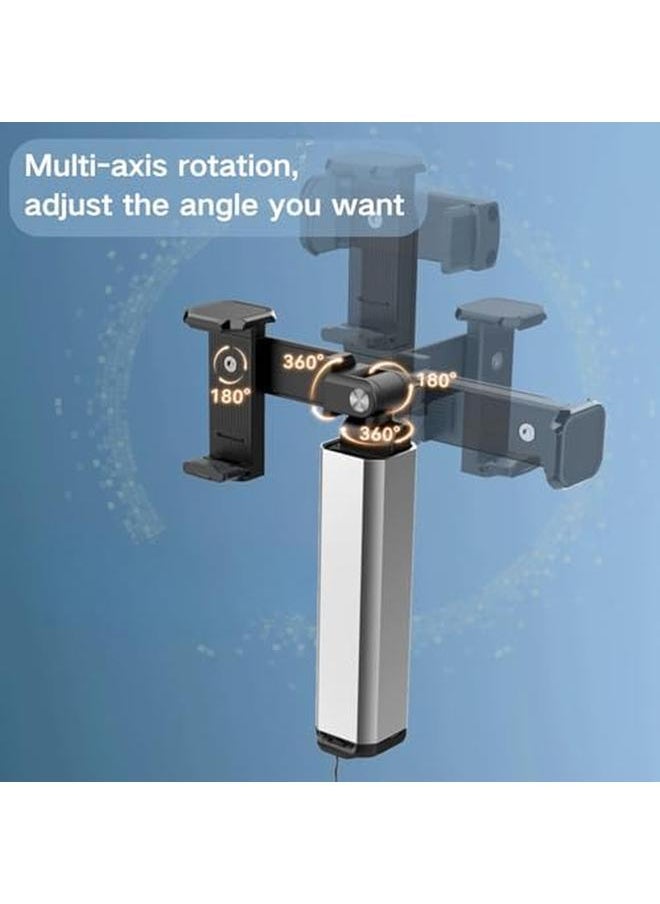 Generic - Travel Essentials Phone Holder Handsfree Cell Phone Stand Selfie Stick Airplane Folding Desktop Phone Stand Fully Adjustable Foldable Desk Accessories Compatible With All Phones Gray - Image 1