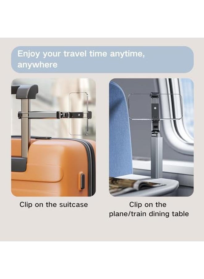Generic - Travel Essentials Phone Holder Handsfree Cell Phone Stand Selfie Stick Airplane Folding Desktop Phone Stand Fully Adjustable Foldable Desk Accessories Compatible With All Phones Gray - Image 1
