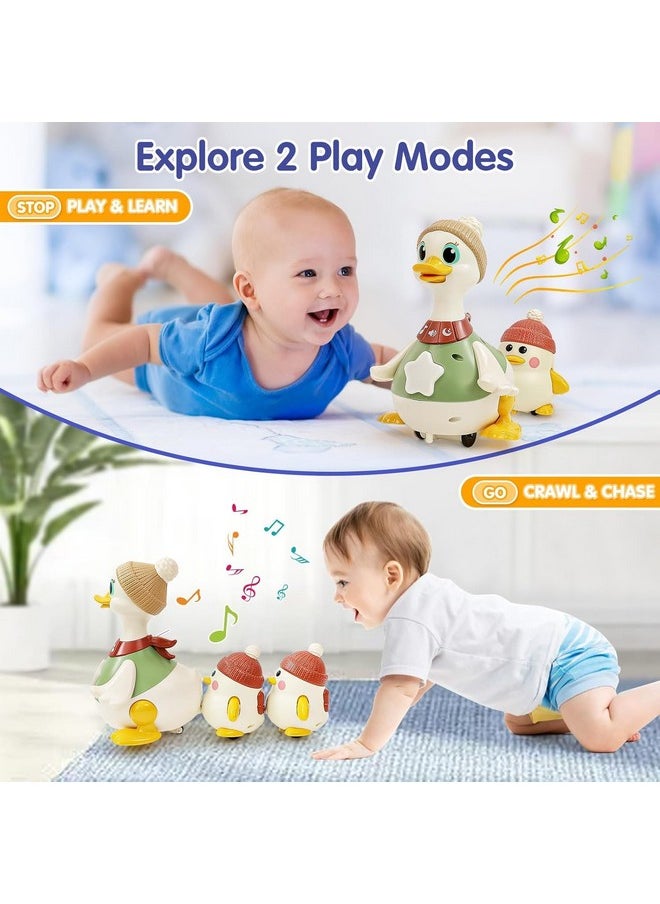 HOLA HOLA Baby Toys 6-12 Months Musical Dancing Duck Toy Set with Mama and Babys Tummy Time Toys, Crawling and Interaction Modes 1 Year Old Girl Boy Baby Easter Gifts Stocking Stuffers  - Image 2