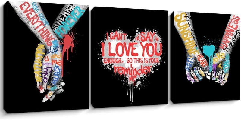Pinetree Art Love and Hand in Hand Canvas Wall Decor - Image 1