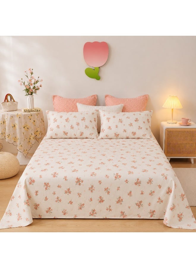 3-Piece 150 GSM Microfiber King Size Bed Sheet Set - Charming Small Ditsy Floral Print, Includes 1 Flat Sheet (270x250 CM) & 2 Pillowcases (50x75 CM) - Image 1