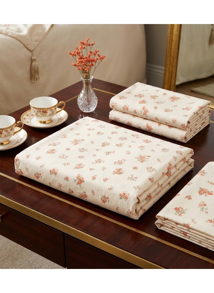 3-Piece 150 GSM Microfiber King Size Bed Sheet Set - Charming Small Ditsy Floral Print, Includes 1 Flat Sheet (270x250 CM) & 2 Pillowcases (50x75 CM) - Image 3