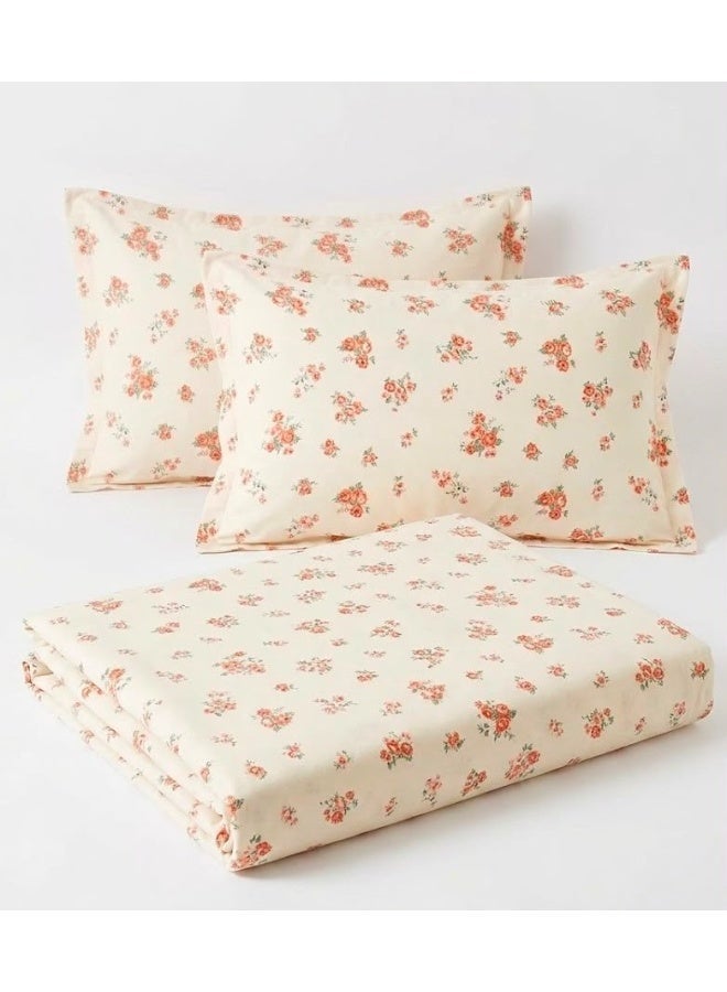3-Piece 150 GSM Microfiber King Size Bed Sheet Set - Charming Small Ditsy Floral Print, Includes 1 Flat Sheet (270x250 CM) & 2 Pillowcases (50x75 CM) - Image 2