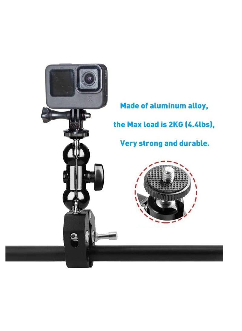 Camera Clamp, Magic Arm, Double Ball Head Adapter, for Canon Nikon DSLR Camera/for Gopro/LED Lights (Black) - Image 2