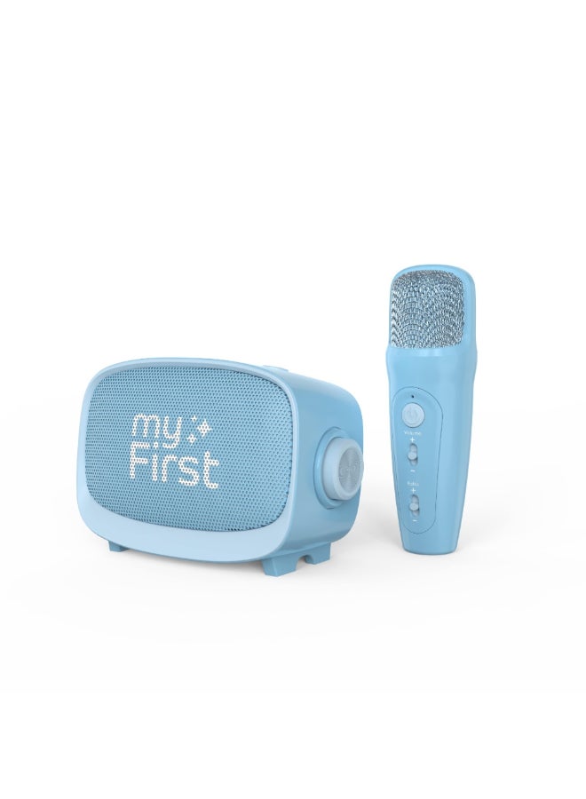 myFirst Voice 2 | Kids Portable Karaoke Machine w/ Wireless Mic, Lightweight, Rechargeable Battery, 5 Voice Changing Filter, Bluetooth Speaker, SD Card Slot, Wide Compatibility - Blue - Image 1