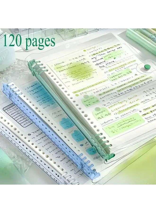 Blue Waterproof A5 Notebook 120 Pages 60 Clear Inner Pages Perforated Detachable Spiral Soft Leather - Image 2