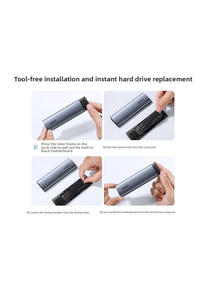 M2 Mobile Hard Disk Box Dual Protocol Solid State Hard Disk Box NVME/NGFF Mechanical Reader Aluminum Heat Dissipation Fast-Color:〖nvme Single Protocol〗10gbps With Usb Data Cable  - Image 4