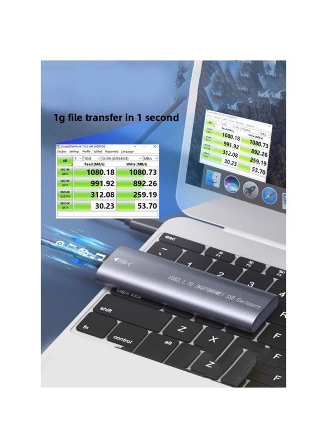 M2 Mobile Hard Disk Box Dual Protocol Solid State Hard Disk Box NVME/NGFF Mechanical Reader Aluminum Heat Dissipation Fast-Color:〖nvme Single Protocol〗10gbps With Usb Data Cable  - Image 3